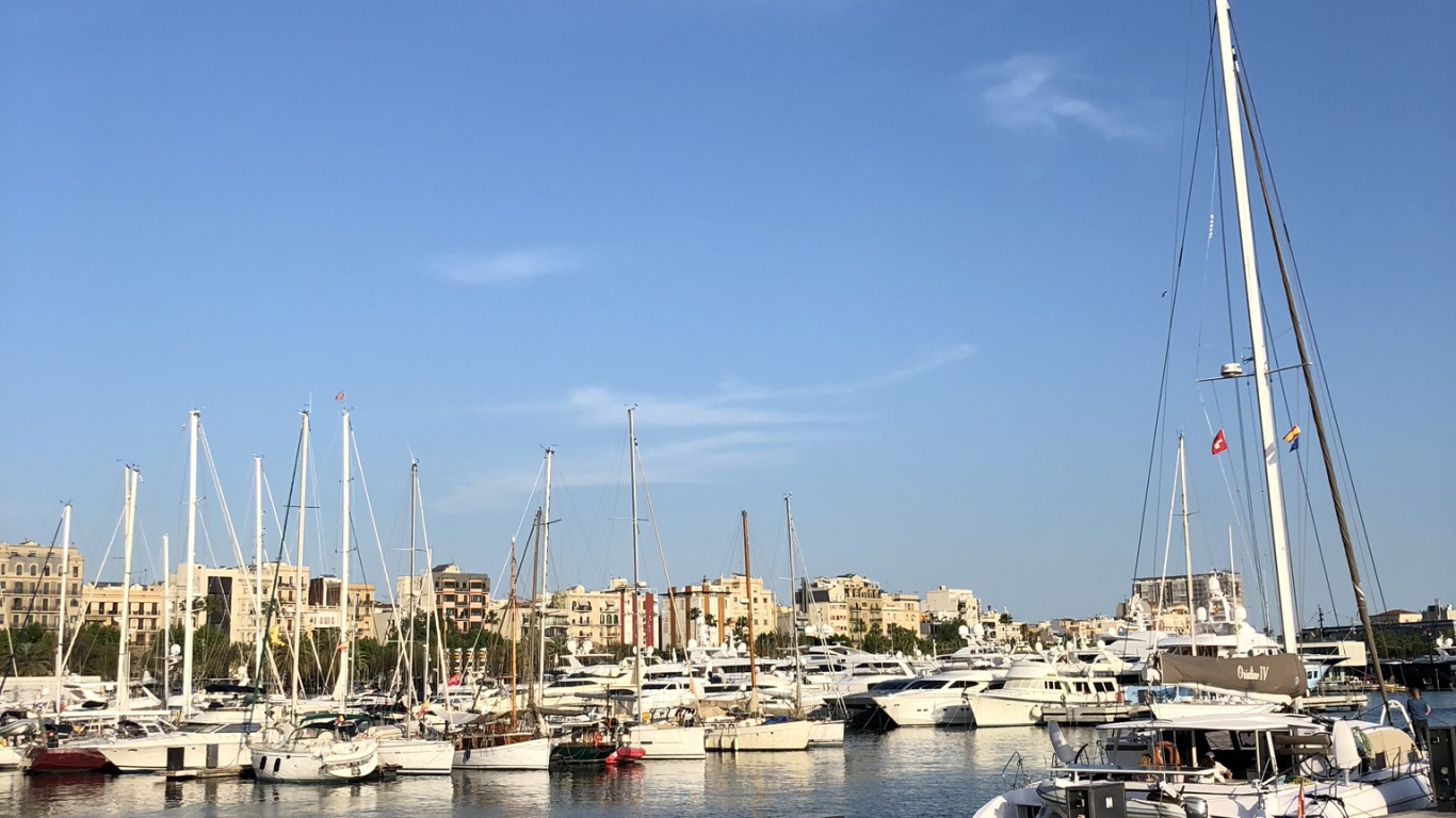 Обои Марина, вода, судно, водный путь, лодка в разрешении 1366x768