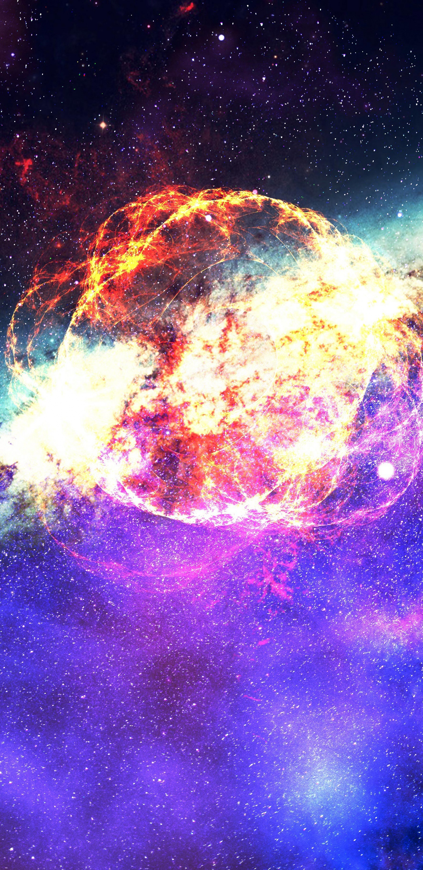 Обои храм-де-крусес, туманность, космическое пространство, природа, астрономический объект в разрешении 1440x2960