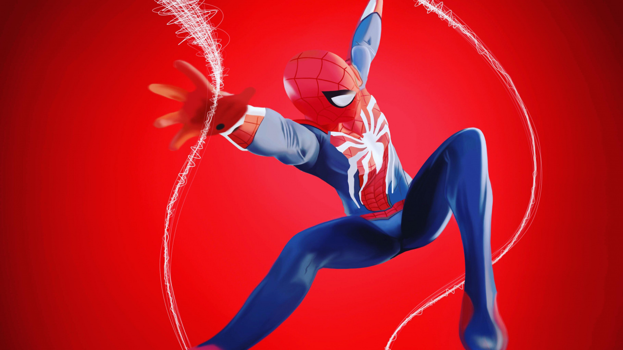 Обои человек-паук, супергерой, арт, иллюстрация, графический дизайн в разрешении 1280x720