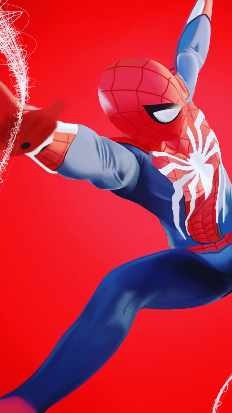 Обои человек-паук, супергерой, арт, иллюстрация, графический дизайн в разрешении 750x1334