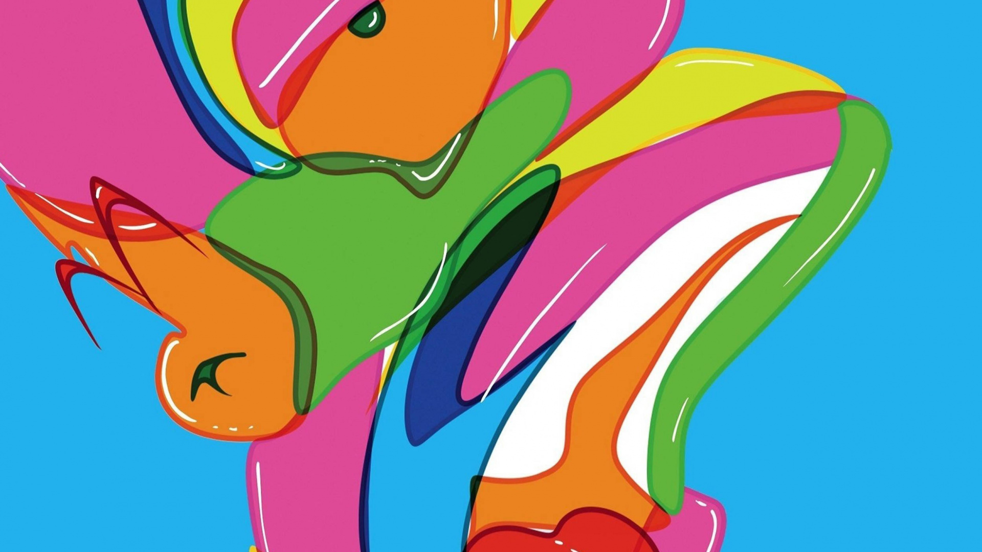 Обои Гомер Симпсон красочный, Гомер Симпсон, Барт Симпсон, Мардж Симпсон, арт в разрешении 1920x1080