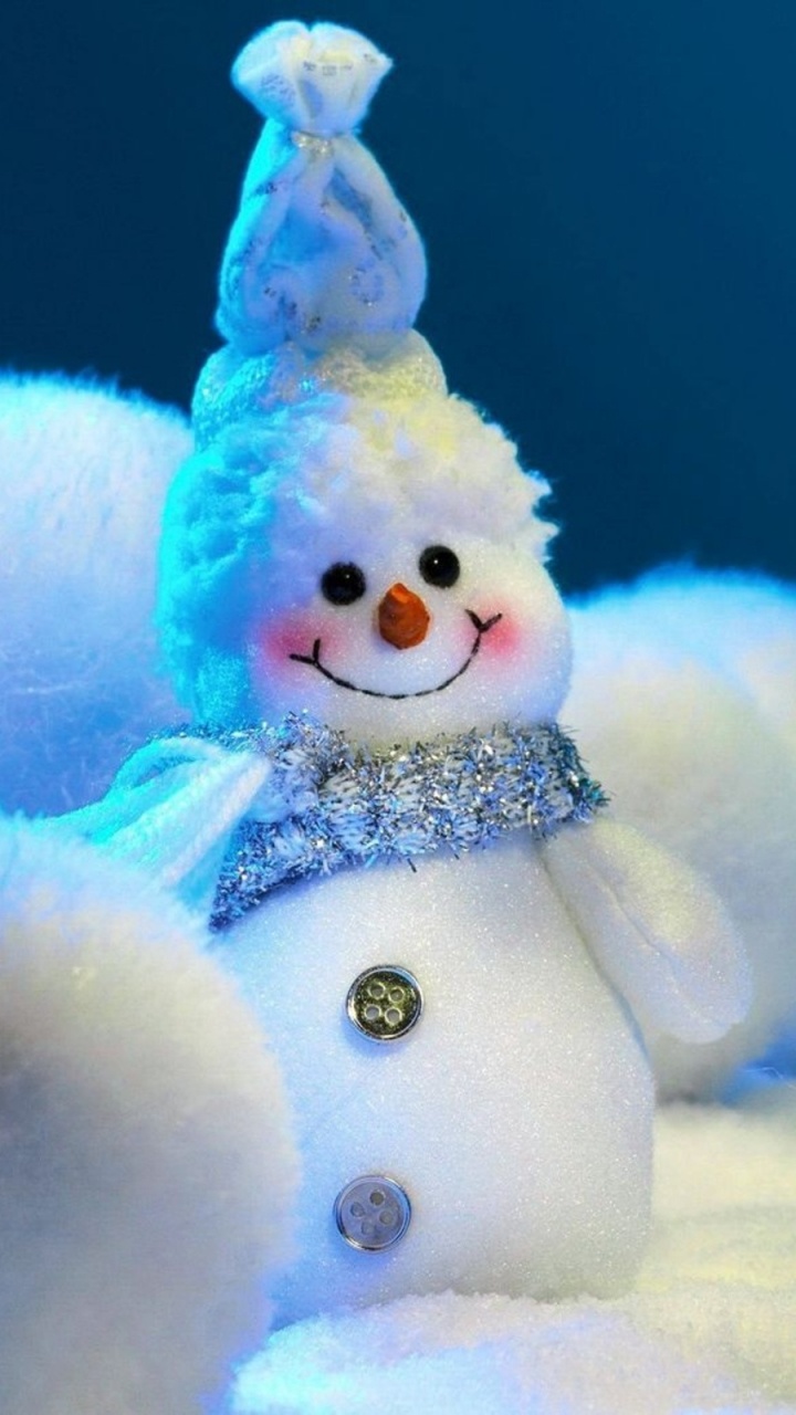 Обои Рождественский день, Снеговик, зима, Рождество, синий цвет в разрешении 720x1280