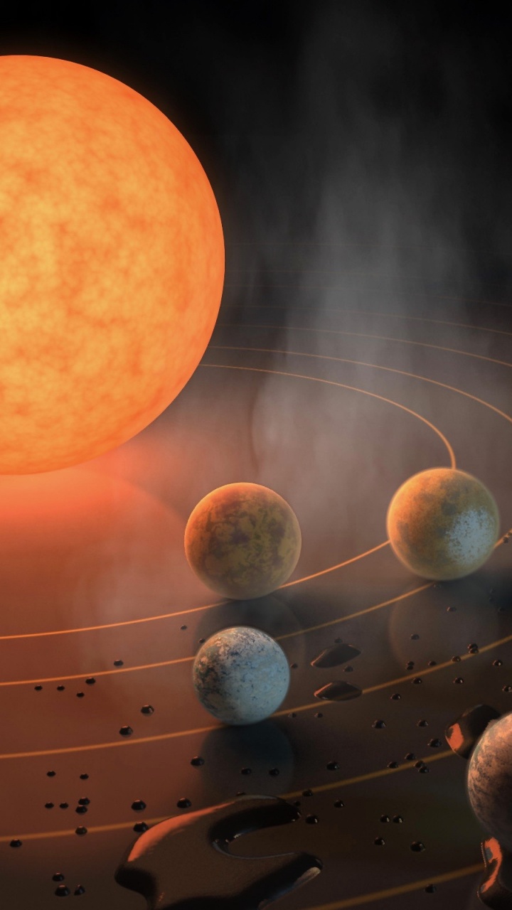 Обои ТРАППИСТ-1, экзопланета, планета, Обитаемой зоне околозвездного, звезда в разрешении 720x1280