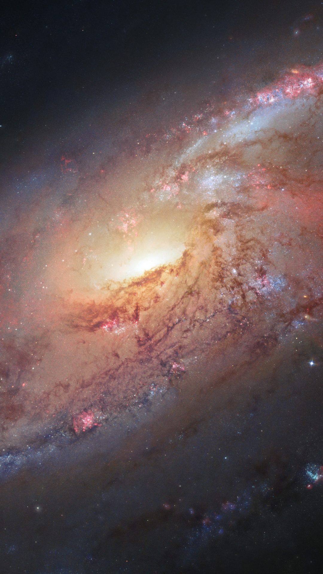 Обои Мессье 106, космический телескоп Хаббл, Галактика, спиральная Галактика, космическое пространство в разрешении 1080x1920