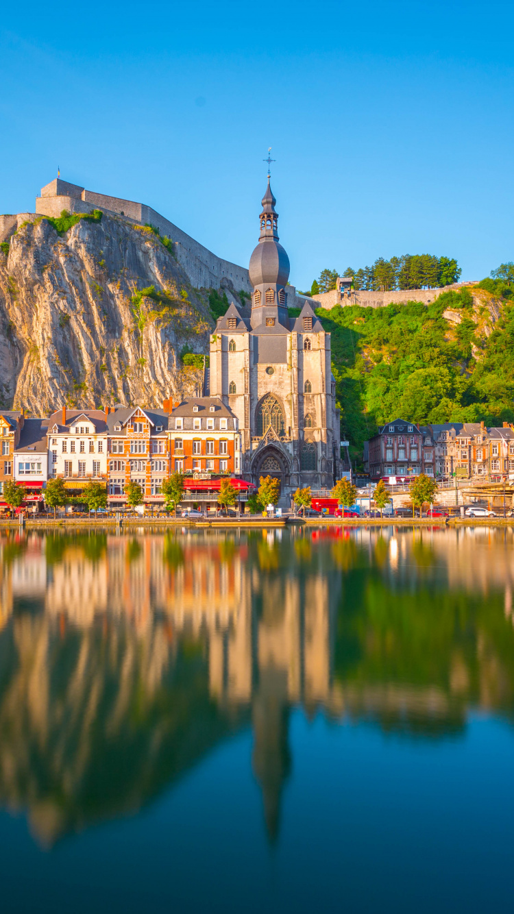 Обои Динан, отражение, вода, природа, ориентир в разрешении 750x1334