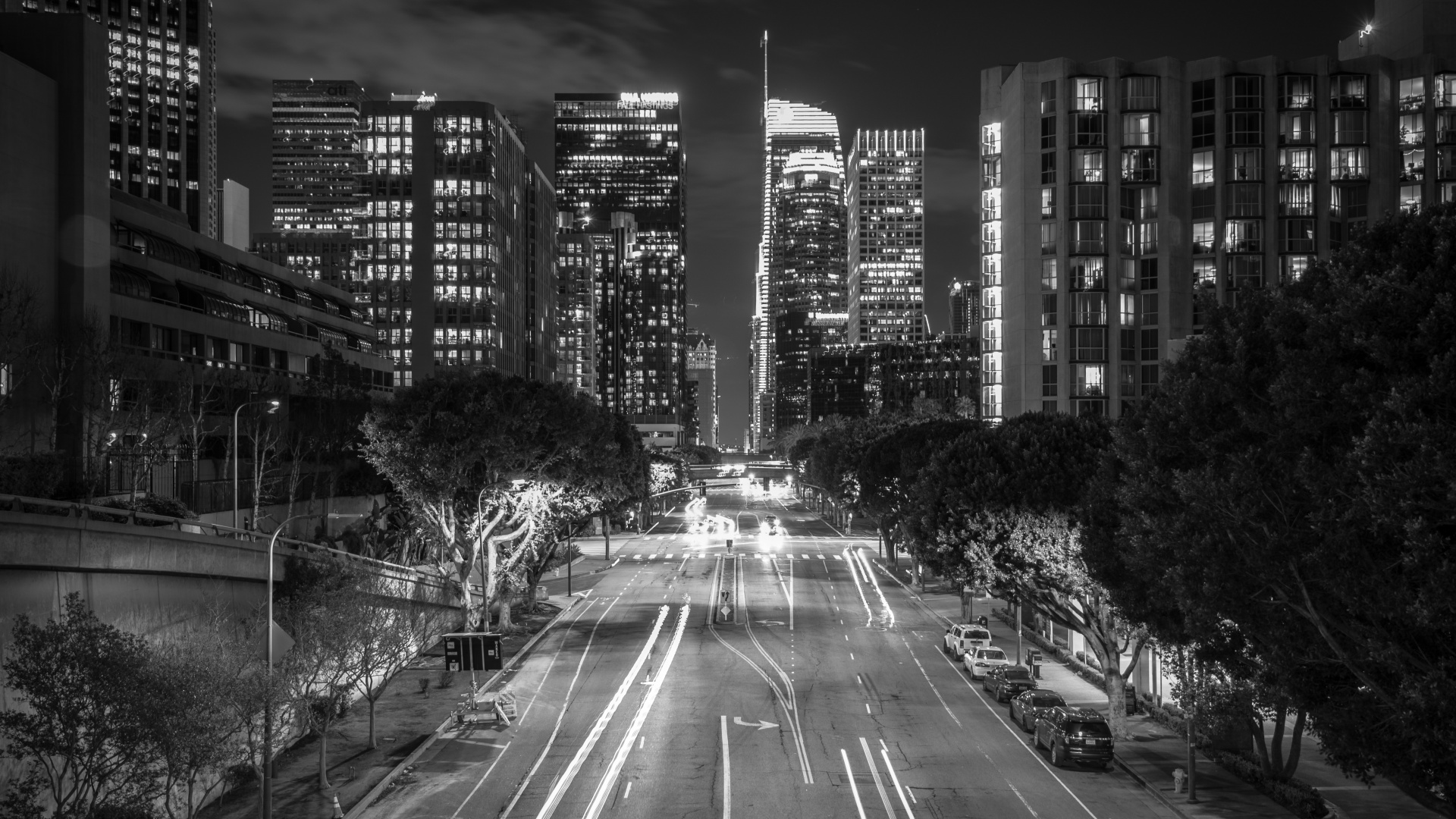 Обои черный и белый, город, городской район, белые, городской пейзаж в разрешении 1920x1080