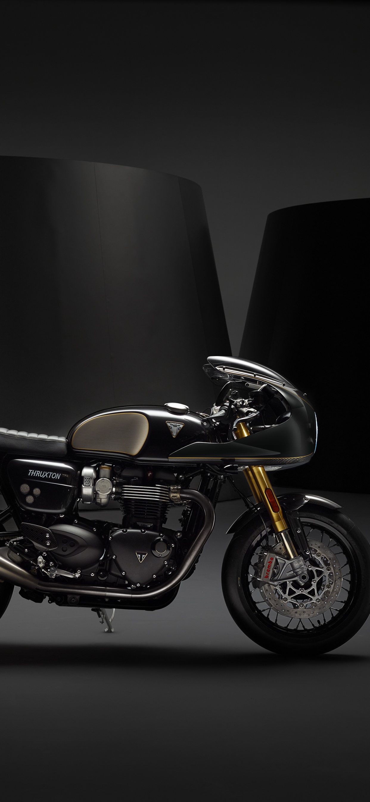 Обои Мотоциклы Triumph, triumph rocket iii, мотоцикл, Триумф Тракстон 1200, кастомный мотоцикл в разрешении 1242x2688