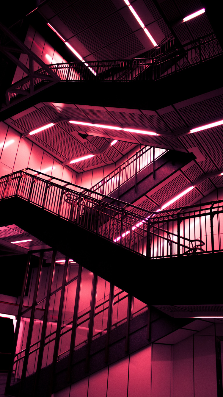 Обои розовый, красный цвет, пурпур, свет, архитектура в разрешении 750x1334