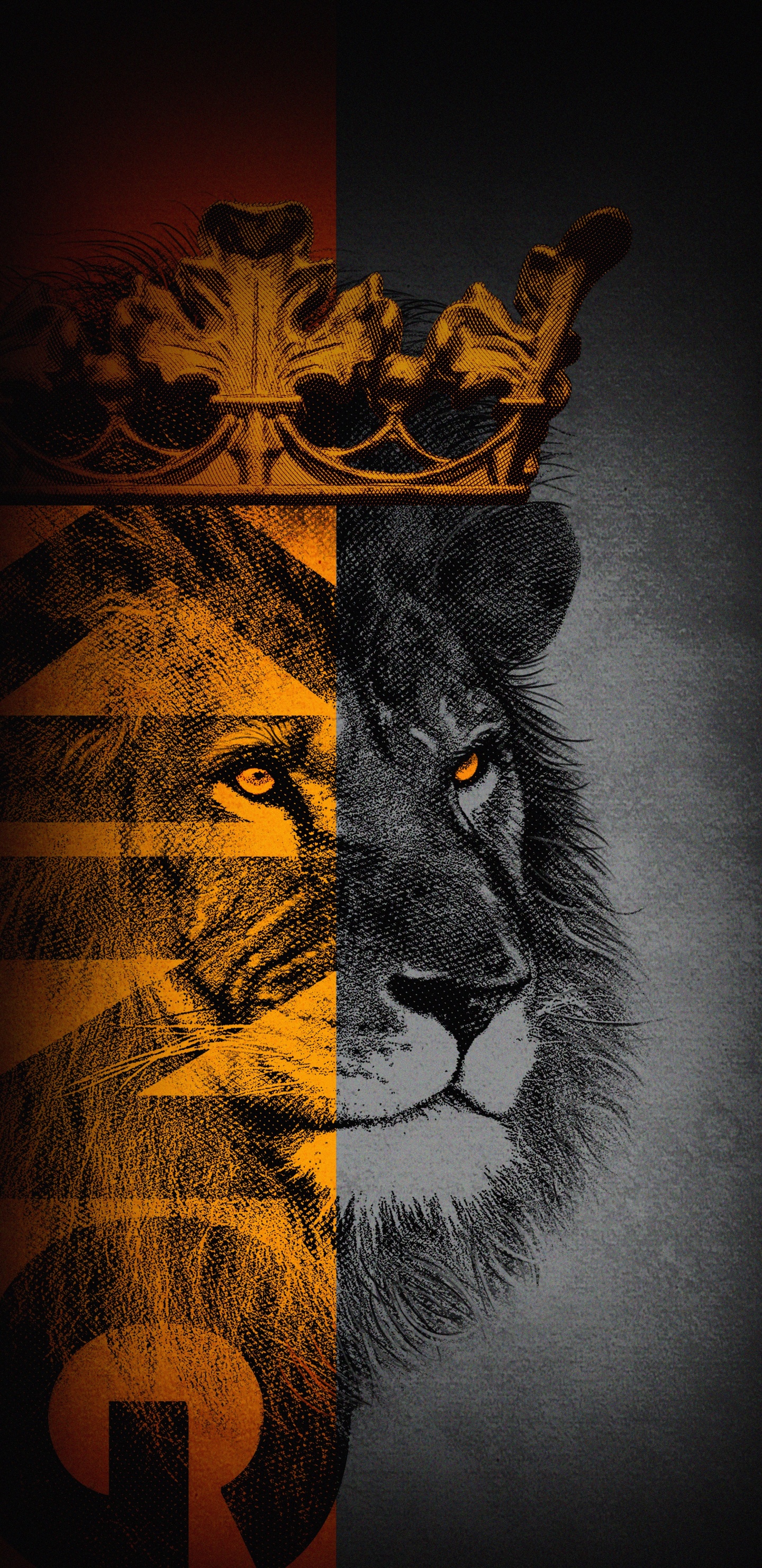 Обои Лев, дизайн, кошачьих, арт, бакенбарды в разрешении 1440x2960