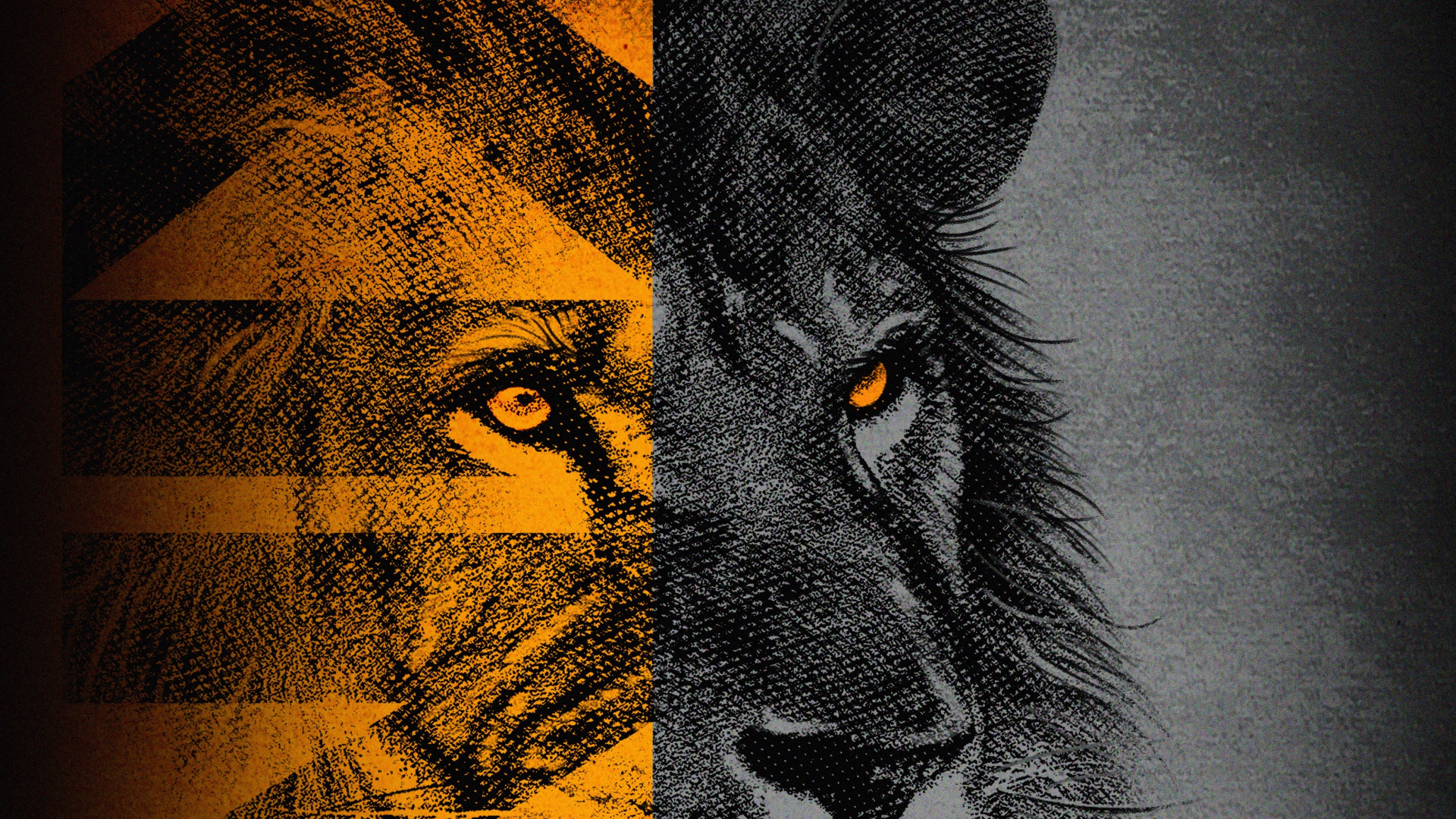 Обои Лев, дизайн, кошачьих, арт, бакенбарды в разрешении 1920x1080