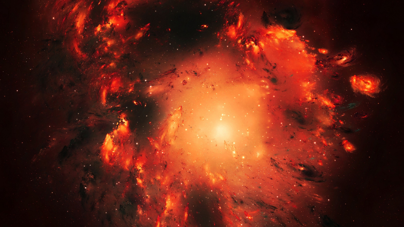 Обои Галактика, звезда, туманность, красный цвет, астрономический объект в разрешении 1366x768