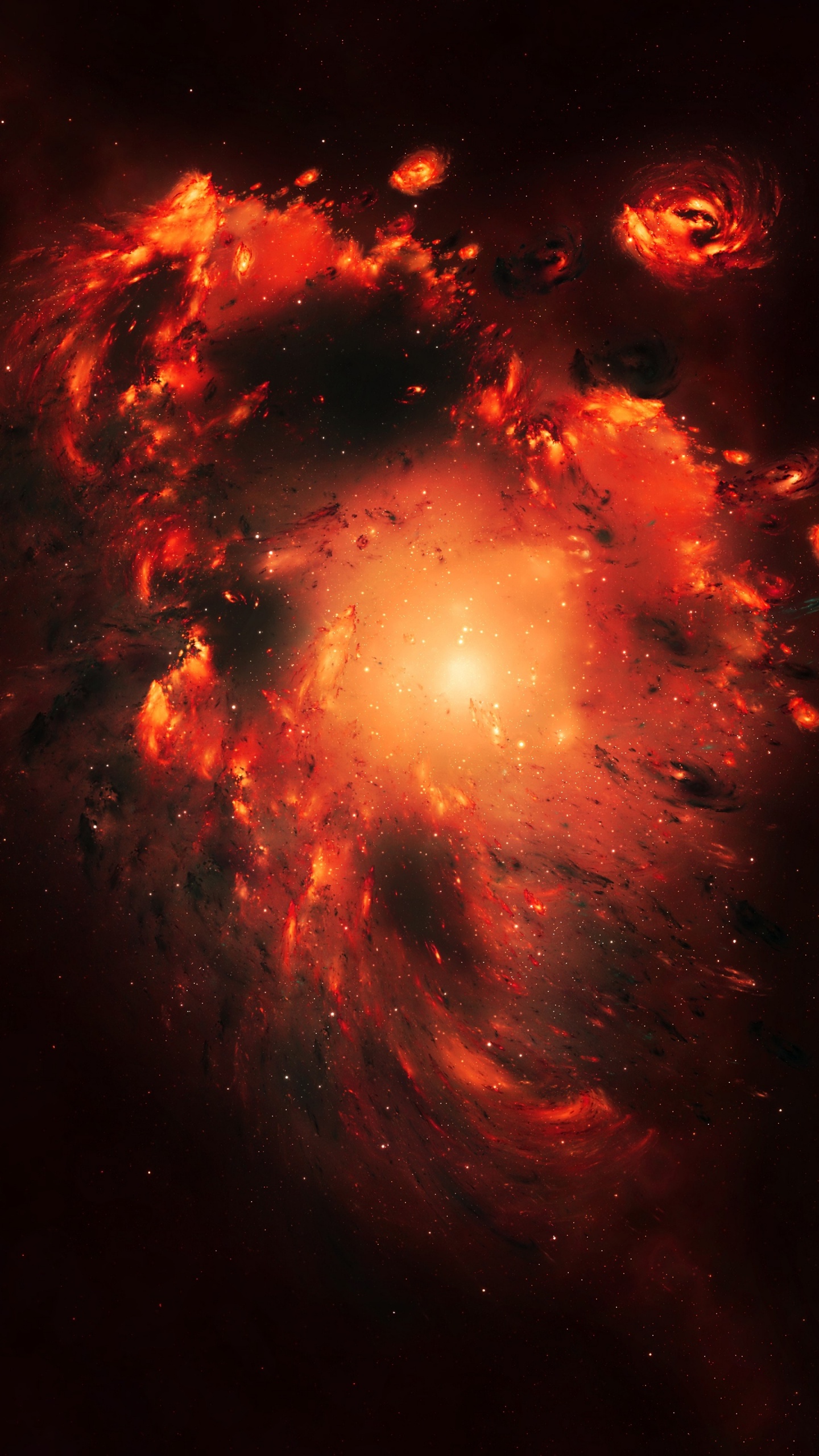 Обои Галактика, звезда, туманность, красный цвет, астрономический объект в разрешении 1440x2560