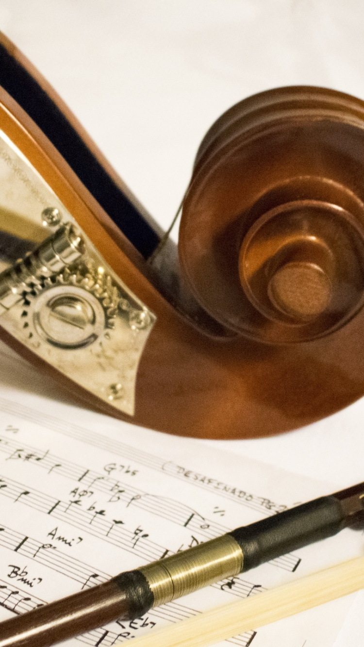 Обои ноты, контрабас, музыкальная нота, музыкант, музыка в разрешении 750x1334