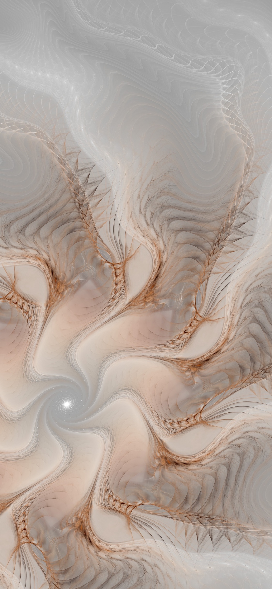 Обои крупный план, смартфон, фрактал, цвет беж в разрешении 1125x2436