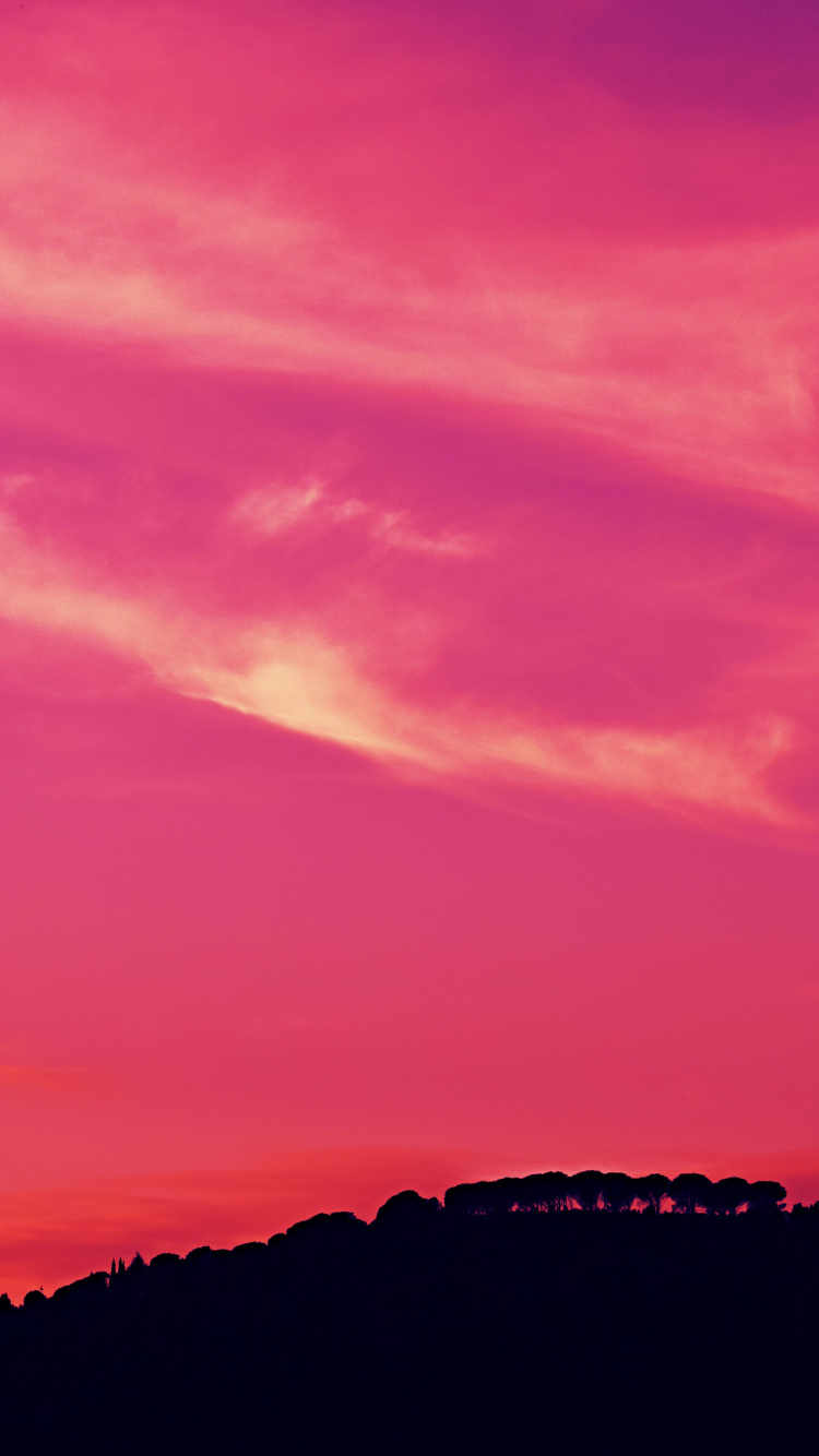 Обои закат, послесвечение, облако, красный цвет, розовый в разрешении 750x1334