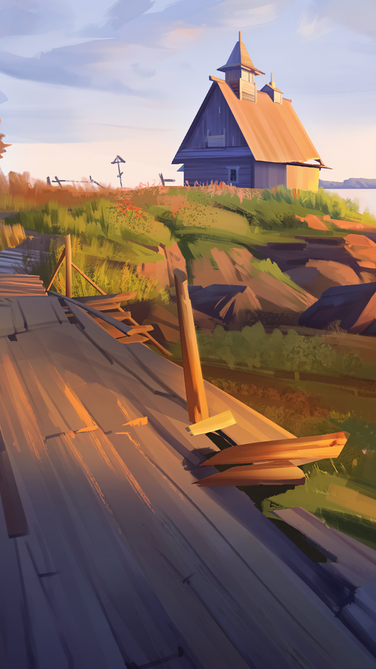 Обои облако, растение, природа, здание, древесина в разрешении 750x1334