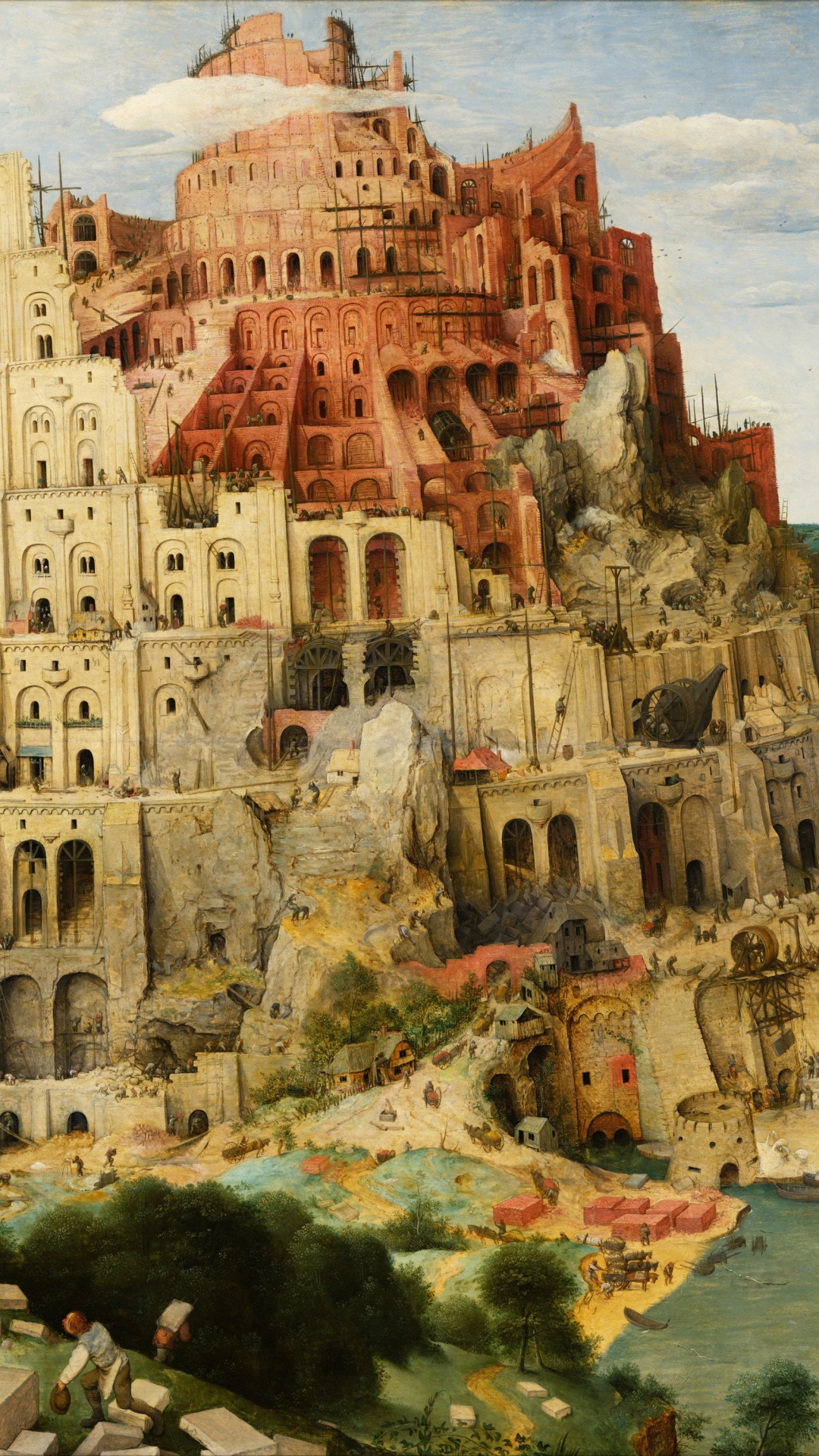 Обои живопись, арт, акварельные краски, историческое место, средневековая архитектура в разрешении 1080x1920