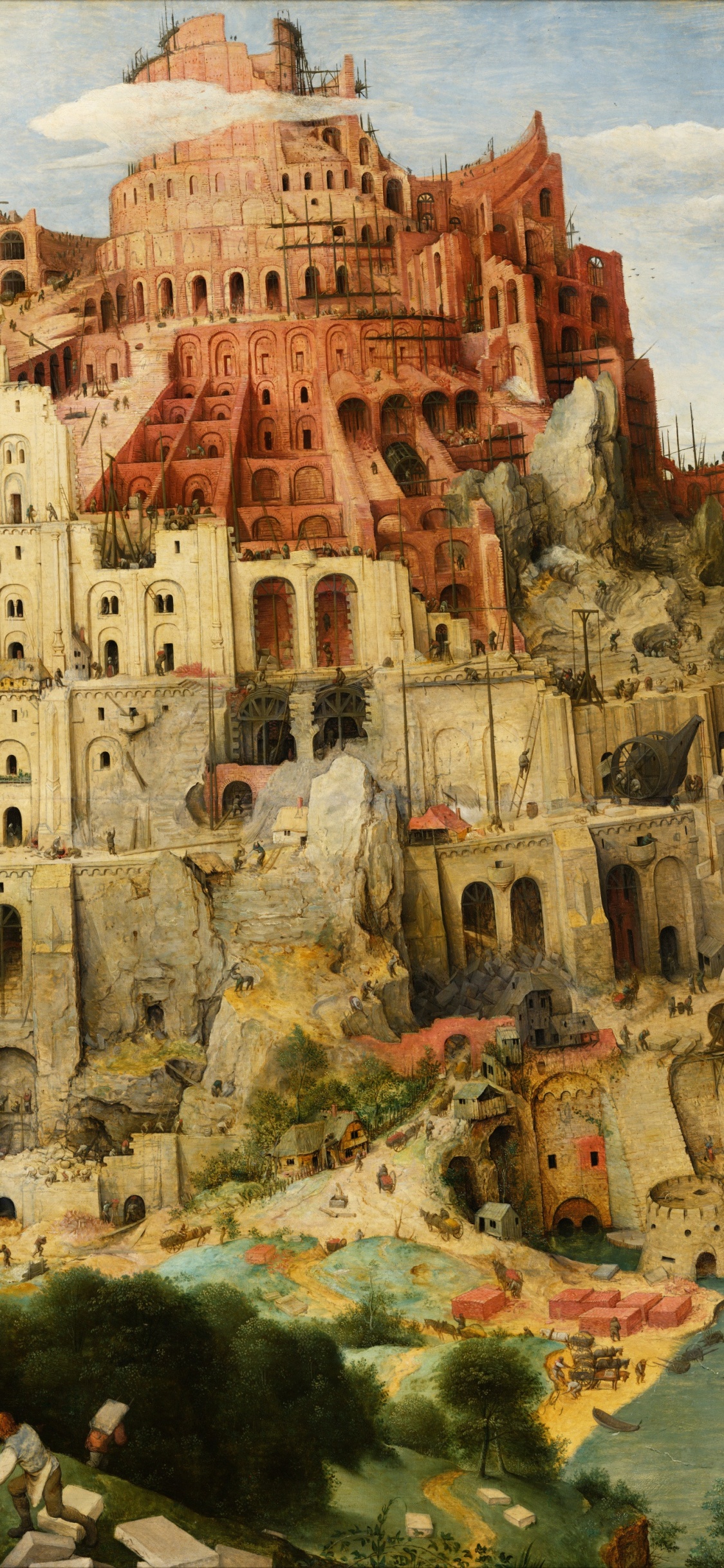 Обои живопись, арт, акварельные краски, историческое место, средневековая архитектура в разрешении 1125x2436