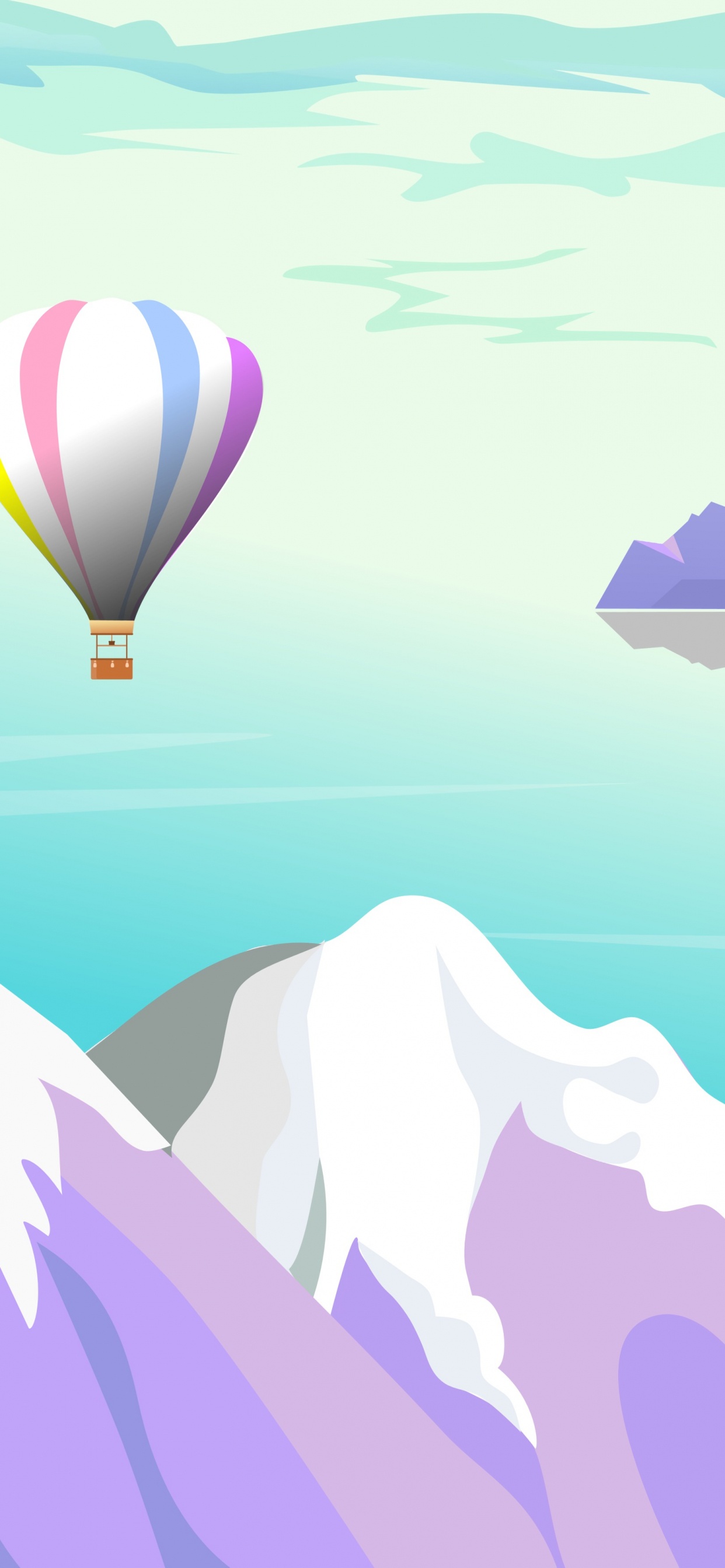 Обои полеты на воздушном шаре, воздушный шар, облако, атмосфера, иллюстрация в разрешении 1242x2688