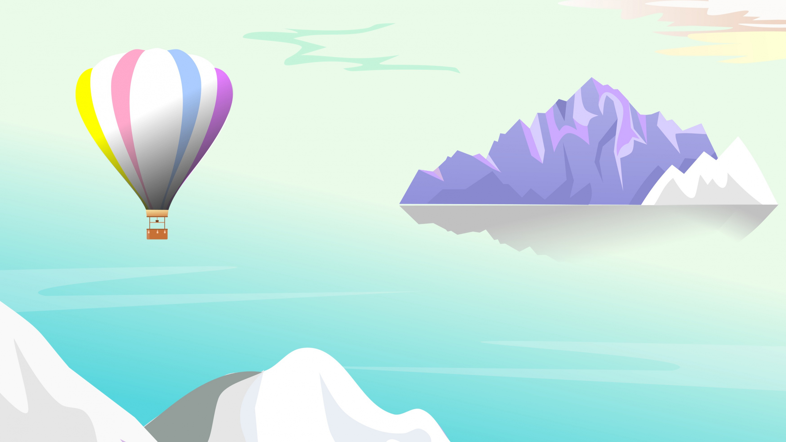 Обои полеты на воздушном шаре, воздушный шар, облако, атмосфера, иллюстрация в разрешении 2560x1440