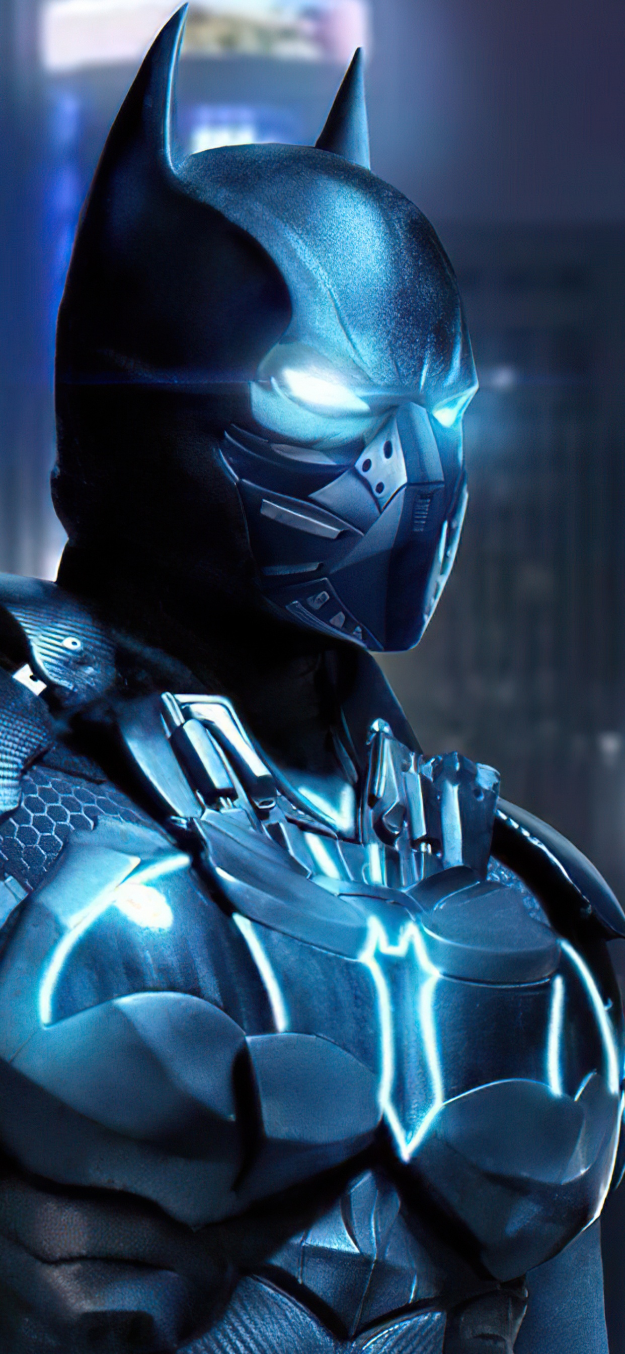 Обои Бэтмен, супергерой, комиксы dc, электрик, машина в разрешении 1242x2688