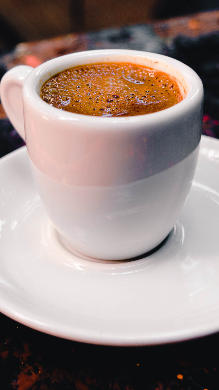 Обои кофе, кофе эспрессо, кофейная чашка, чашка, блюда в разрешении 750x1334