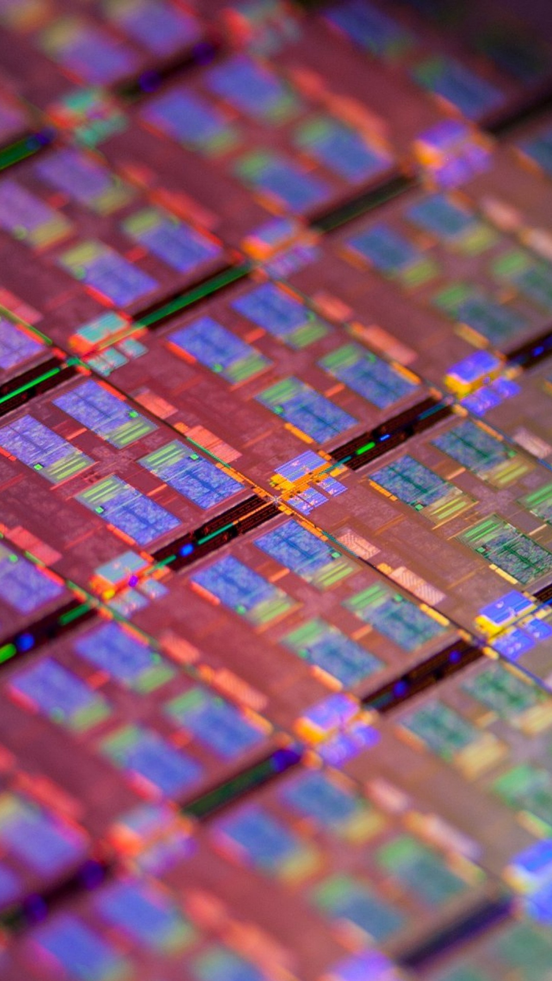 Обои центральный процессор, Интел, пурпур, узор, симметрия в разрешении 1080x1920