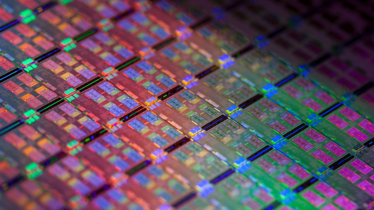 Обои центральный процессор, Интел, пурпур, узор, симметрия в разрешении 1280x720