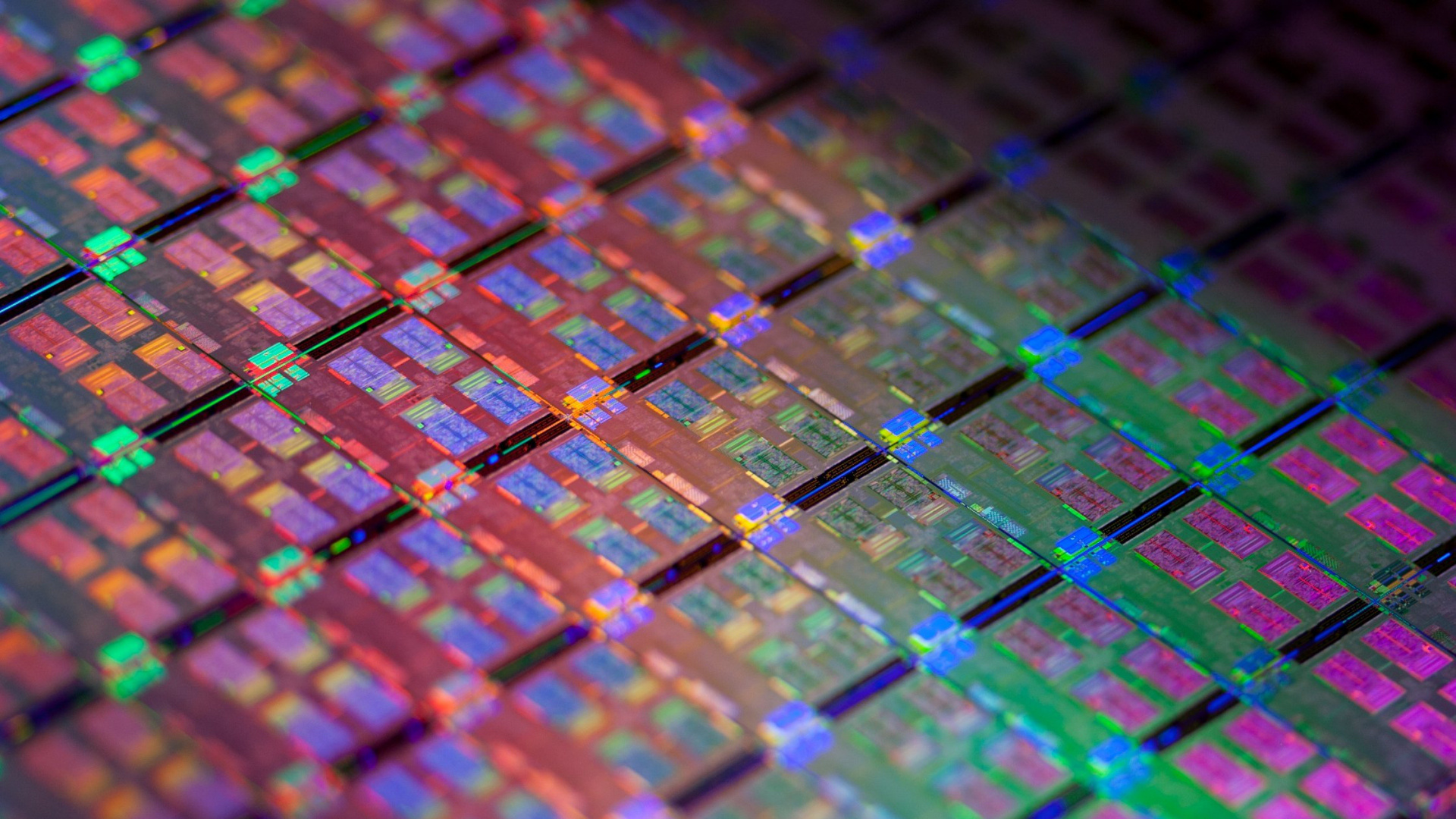 Обои центральный процессор, Интел, пурпур, узор, симметрия в разрешении 1920x1080
