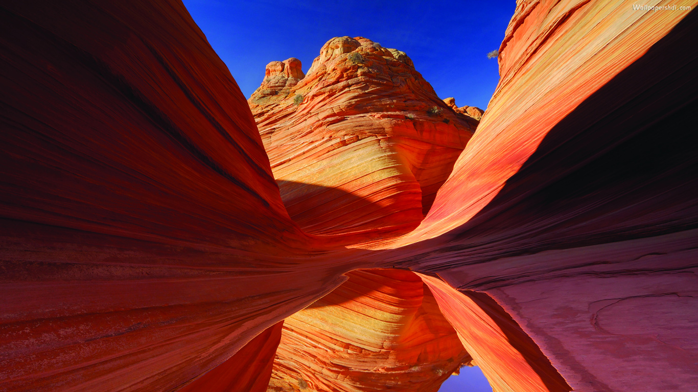 Обои большой каньон, каньон антилопы, Центр для посетителей Канаб БЛМ, Койот Бют, каньон в разрешении 1366x768