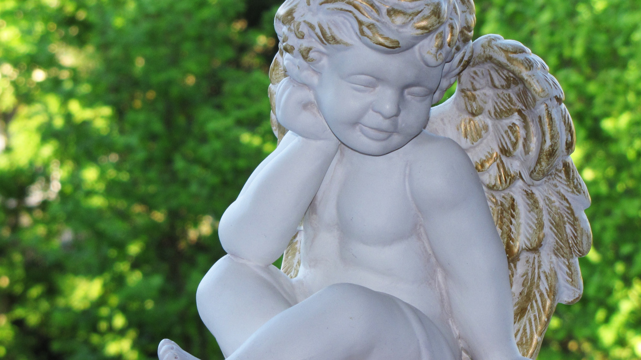 Обои статуя, ангел, скульптура, классическая скульптура, резьба по камню в разрешении 1280x720