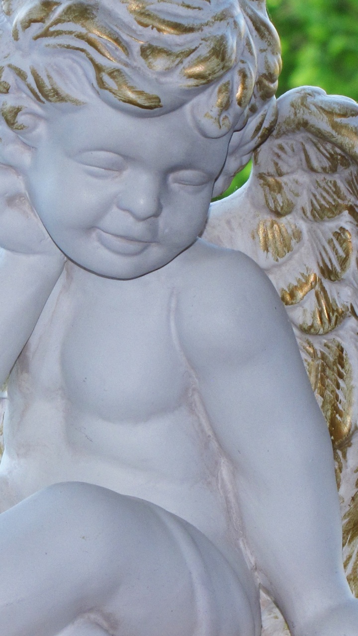 Обои статуя, ангел, скульптура, классическая скульптура, резьба по камню в разрешении 720x1280
