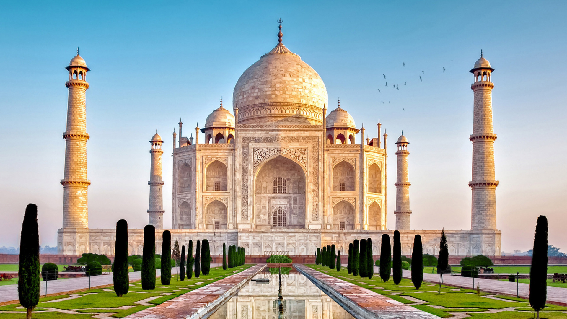 Обои Тадж-Махал, ориентир, историческое место, Чудеса мира, памятник в разрешении 1920x1080
