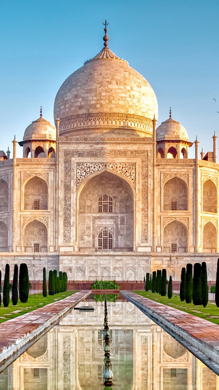 Обои Тадж-Махал, ориентир, историческое место, Чудеса мира, памятник в разрешении 720x1280
