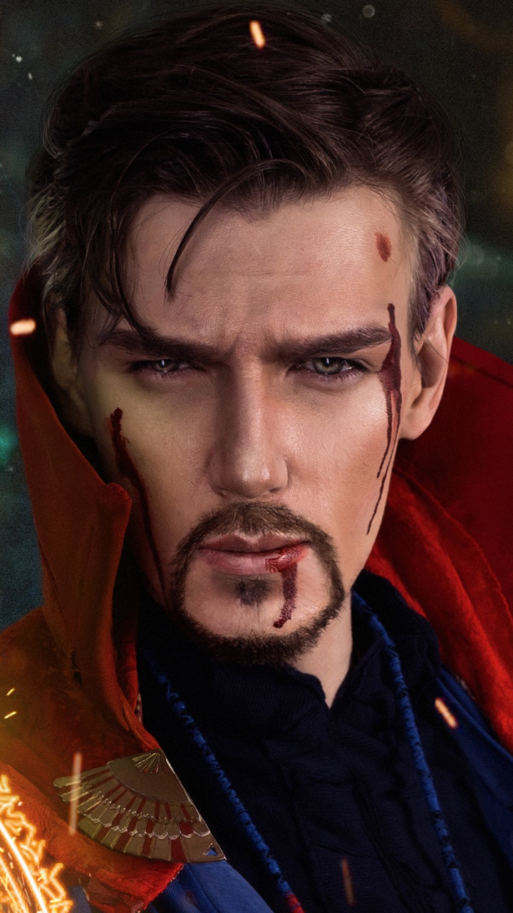 Обои Доктор Стрэндж, человек-паук, арт, комиксы Марвел, волосы на лице в разрешении 720x1280