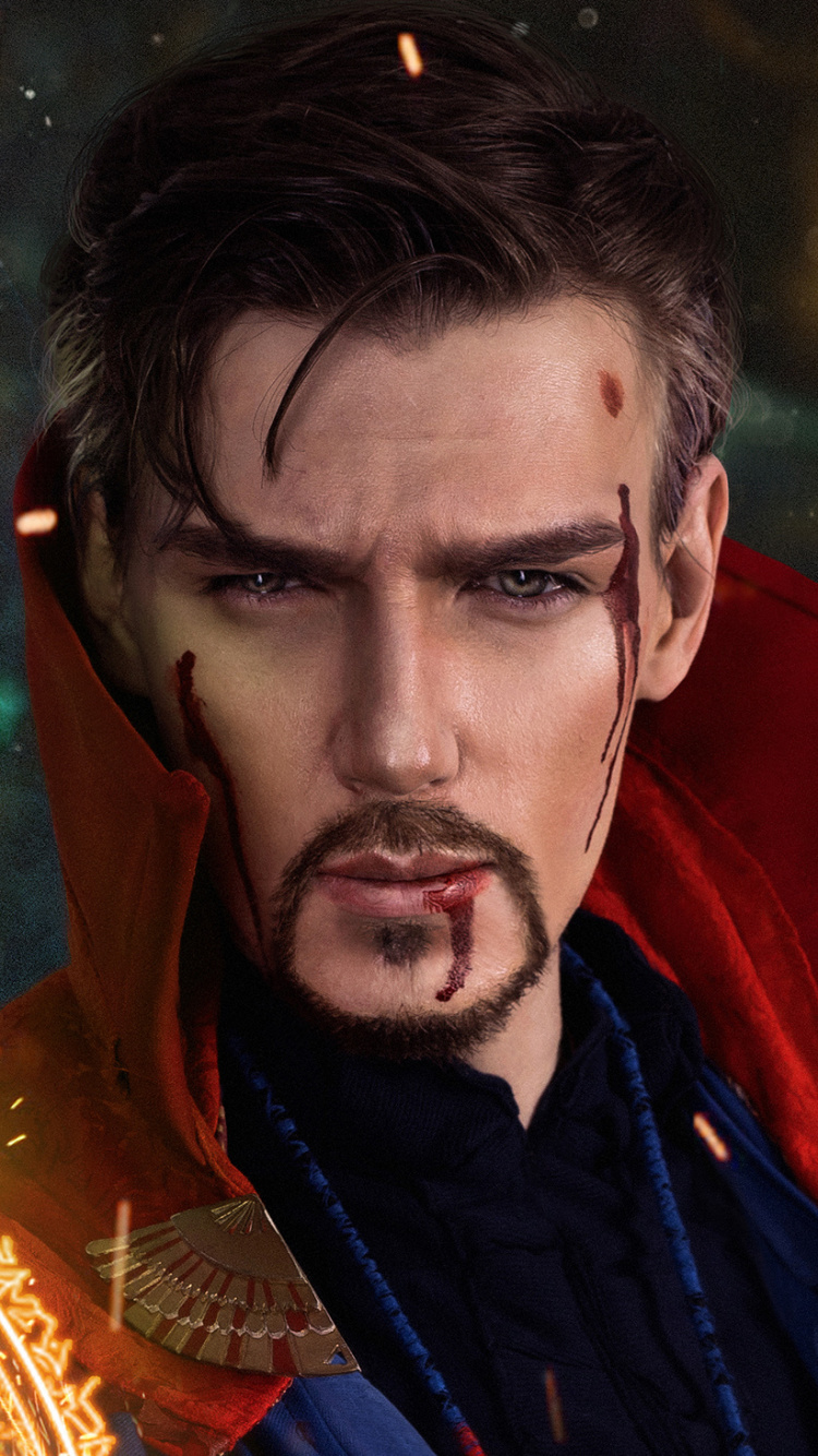 Обои Доктор Стрэндж, человек-паук, арт, комиксы Марвел, волосы на лице в разрешении 750x1334