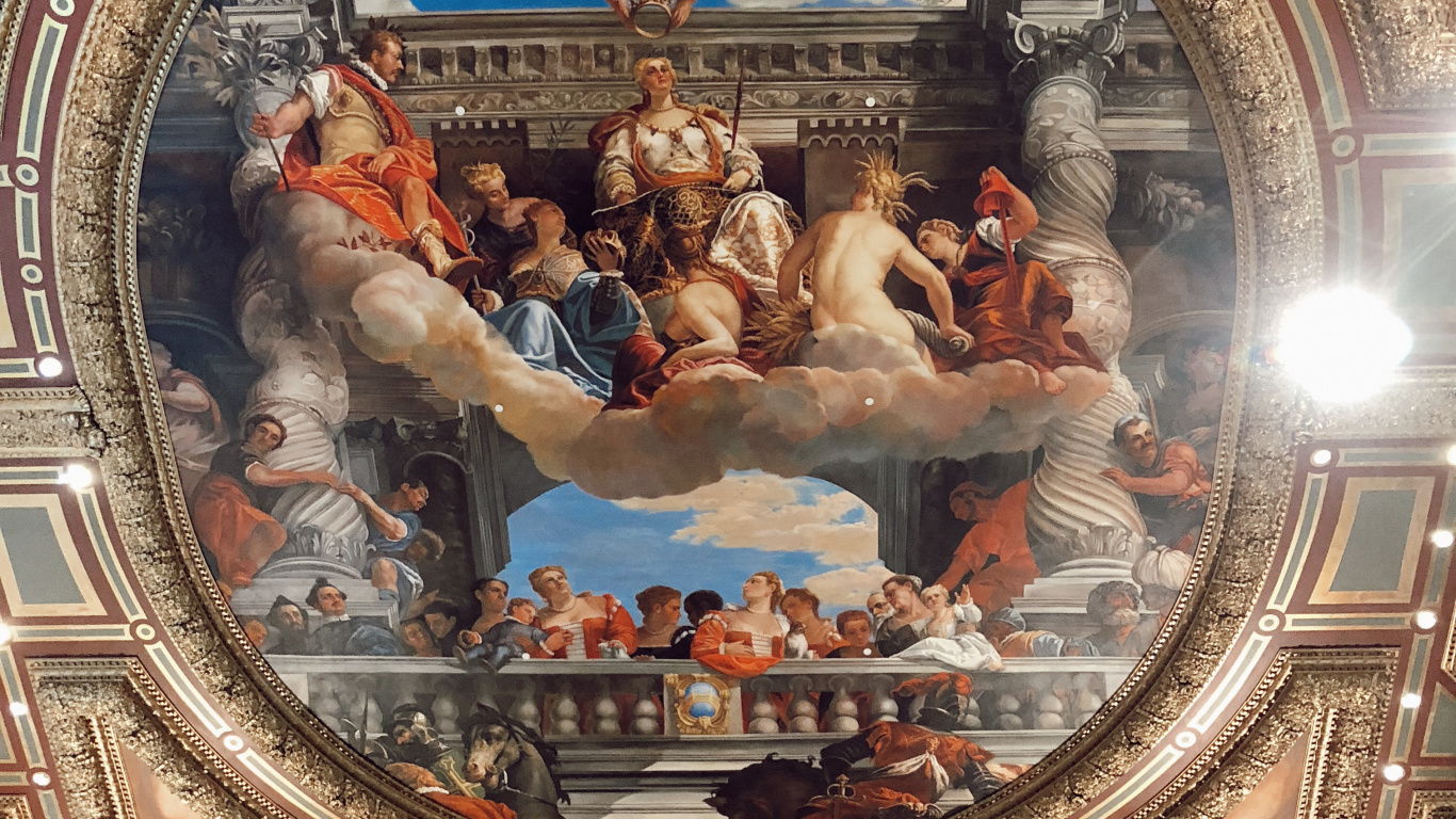 Обои венецианский потолок, Венецианский лас-вегас, Венеция, Хотел, потолок в разрешении 1366x768