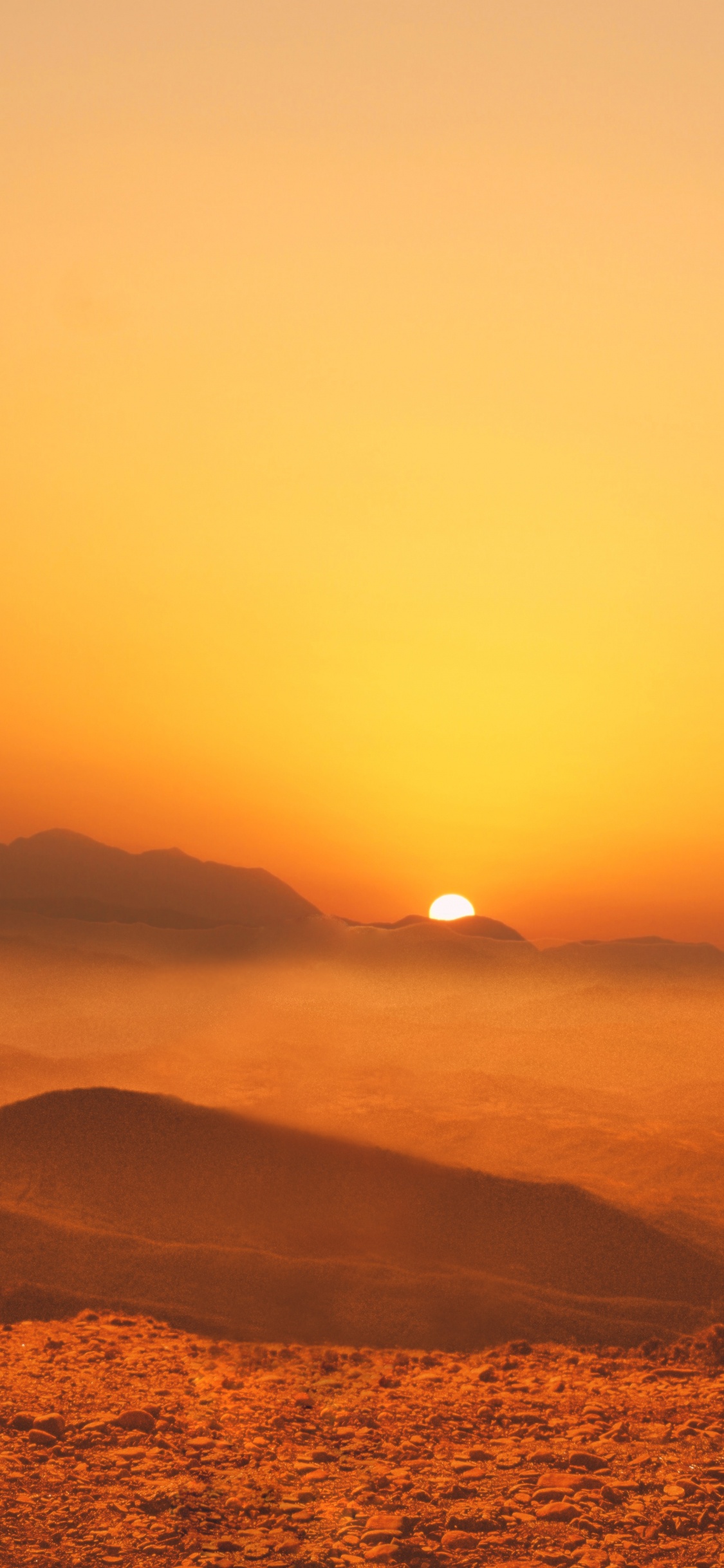 Обои закат, восход солнца, горизонт, послесвечение, Апельсин в разрешении 1125x2436