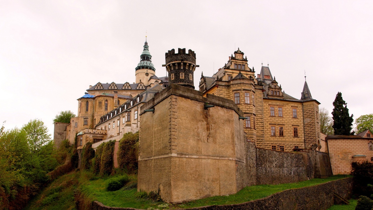 Обои замок в frydlant, замок, ров, Фридланд Замок, здание в разрешении 1280x720