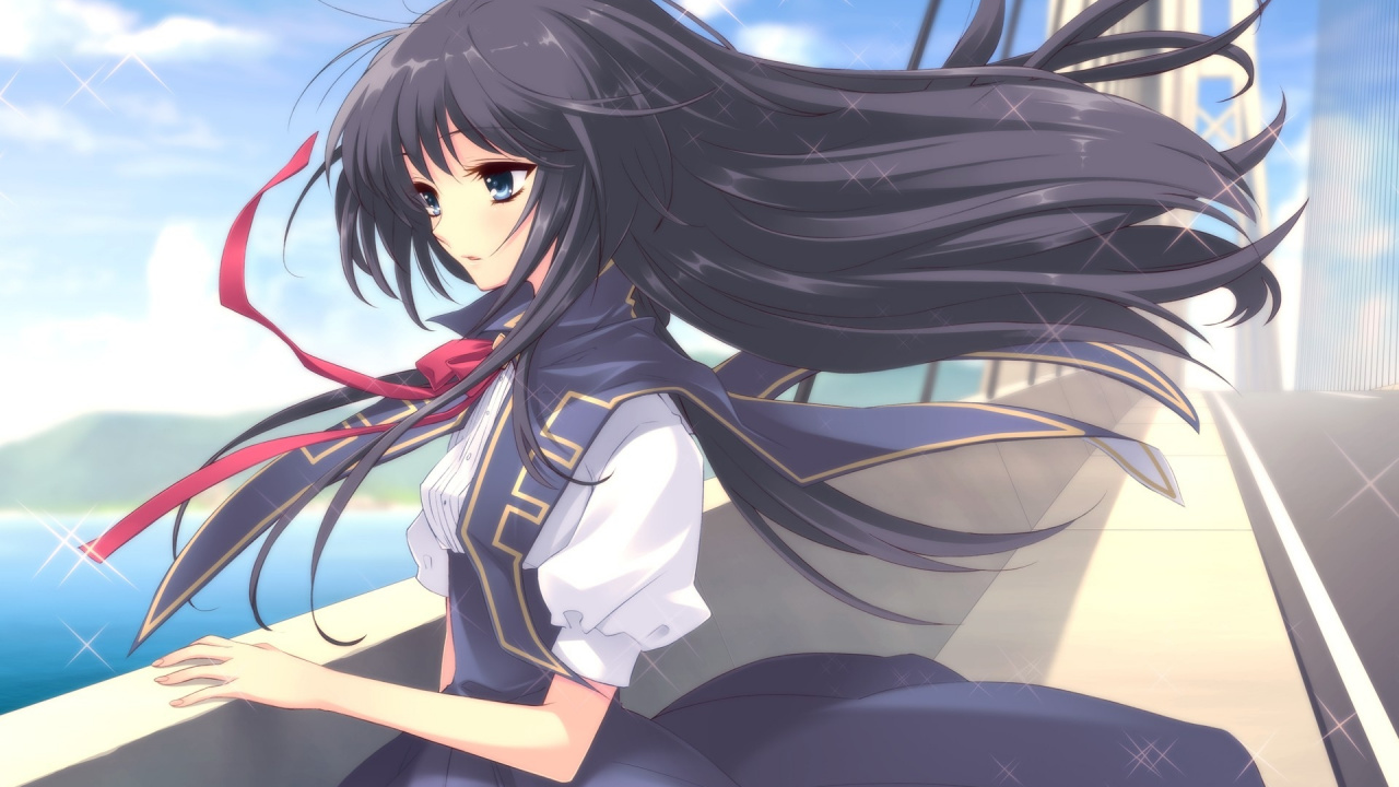 Обои летающие сердца, волосы, длинные волосы, прическа, каштановые волосы в разрешении 1280x720