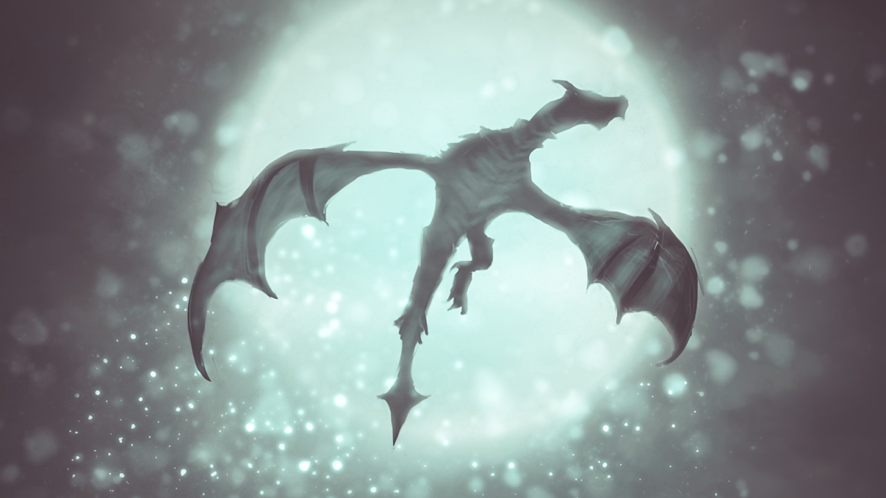 Обои дракон, иллюстрация, скачок, арт, фантастическое искусство в разрешении 1280x720