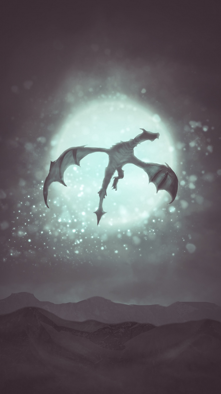 Обои дракон, иллюстрация, скачок, арт, фантастическое искусство в разрешении 750x1334
