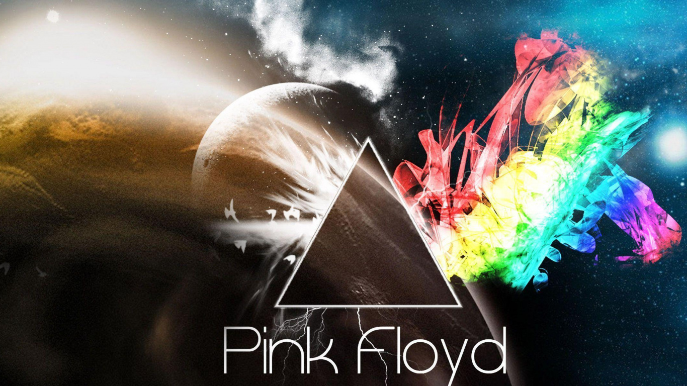 Обои Pink Floyd, прогрессивный рок, Темная сторона Луны, космос, пространство в разрешении 1366x768
