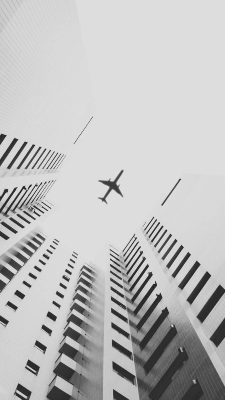 Обои самолет, самолеты, черный и белый, монохромный, белые в разрешении 720x1280