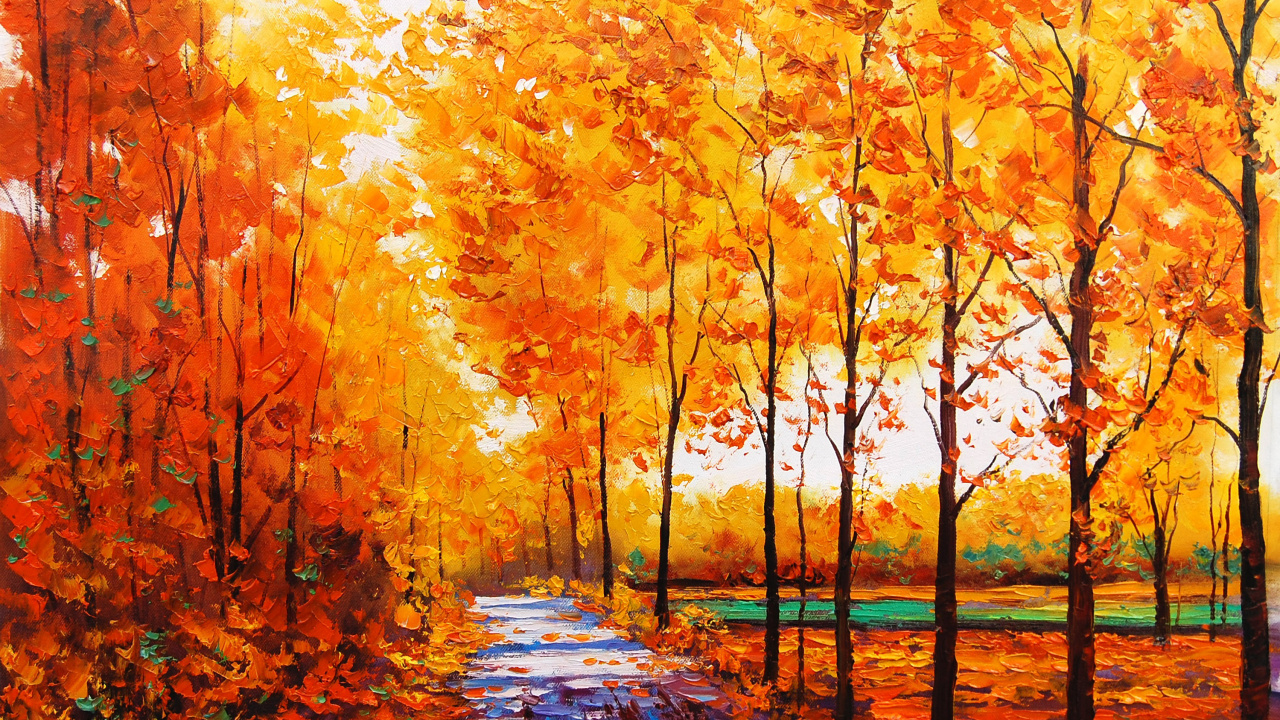 Обои живопись, дерево, природа, осень, лист в разрешении 1280x720