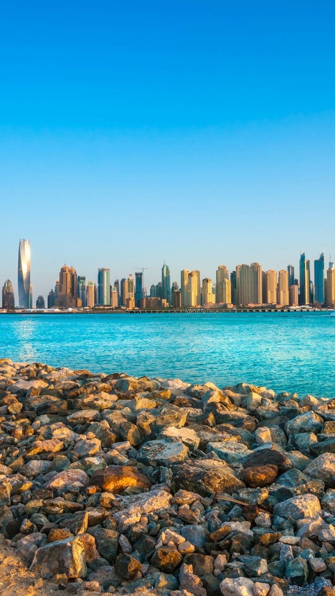 Обои Бурдж Халифа, городской пейзаж, город, линия горизонта, вода в разрешении 1080x1920