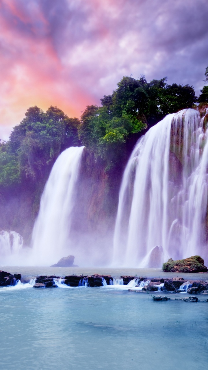 Обои водопад, водоем, природа, гидроресурсы, вода в разрешении 720x1280