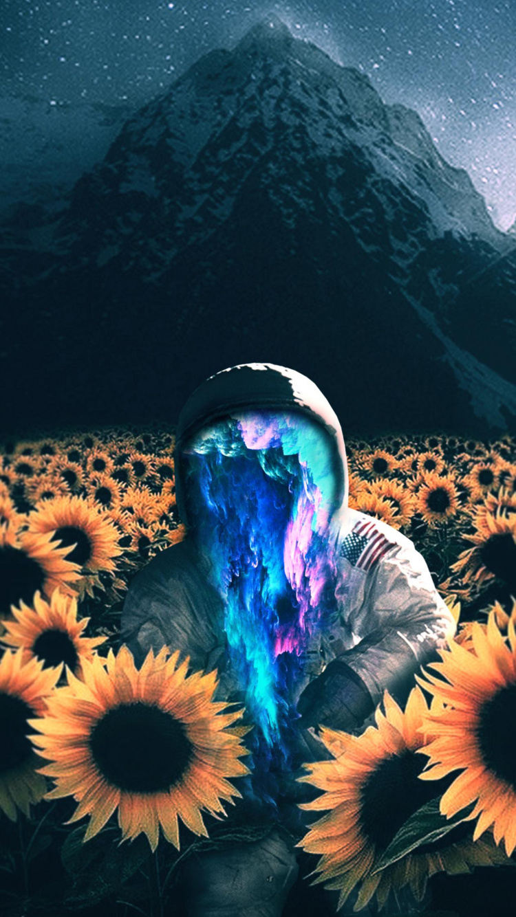 Обои природа, атмосфера, цветок, космос, растение в разрешении 750x1334