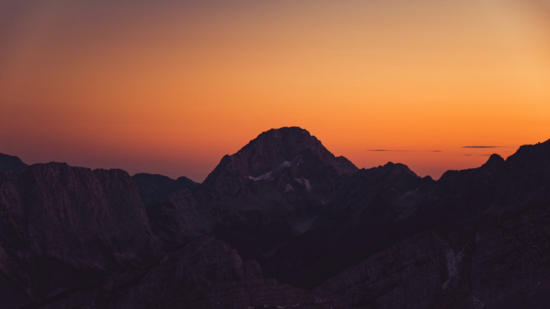 Обои закат, горный рельеф, гора, горный хребет, облако в разрешении 1920x1080