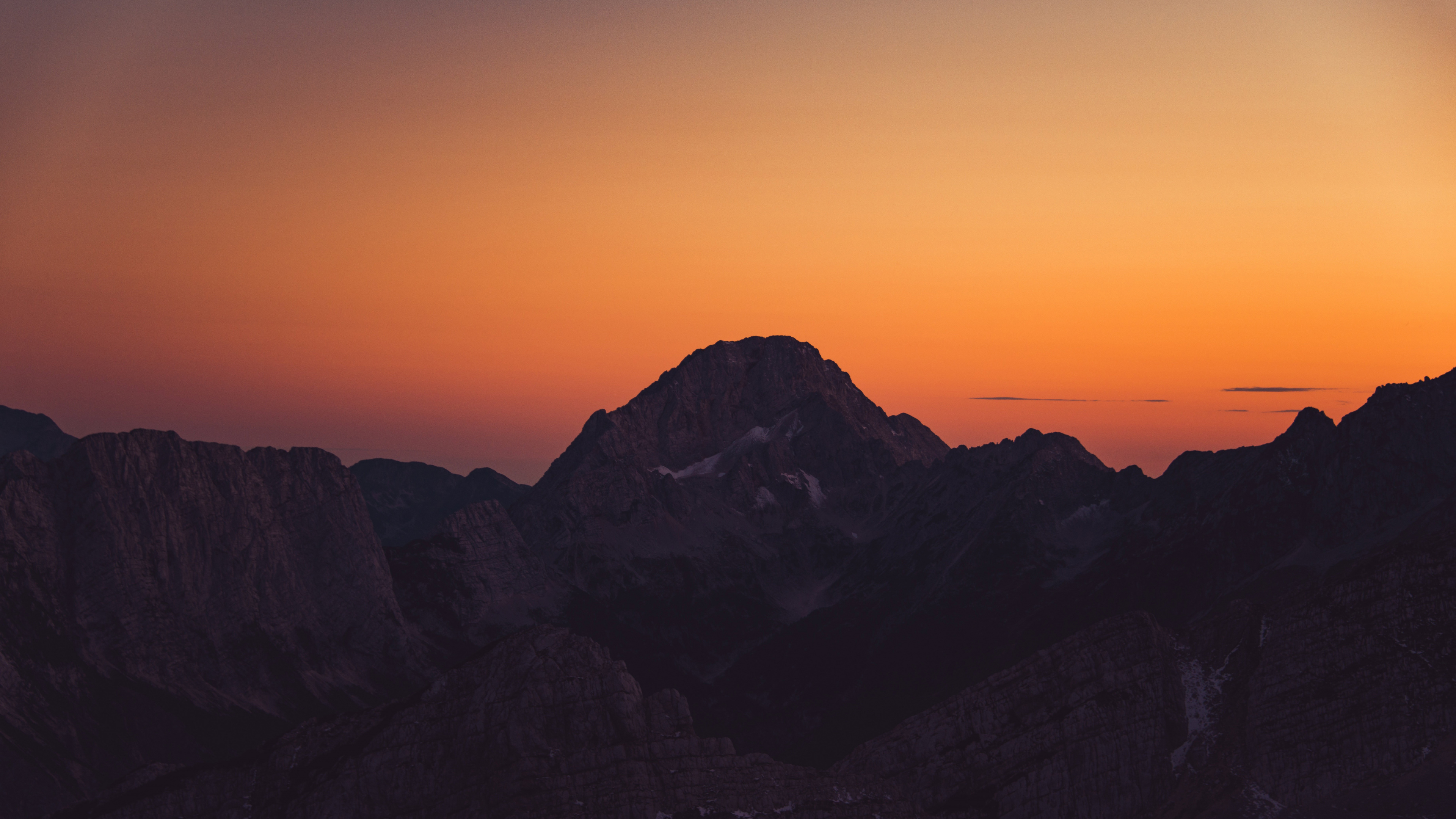 Обои закат, горный рельеф, гора, горный хребет, облако в разрешении 3840x2160